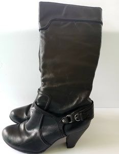 Reba black heeled soft leather zip up boots 10